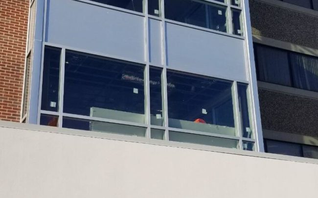 Progress being down on the windows for Fresenius Chelsea by Modern Glazing