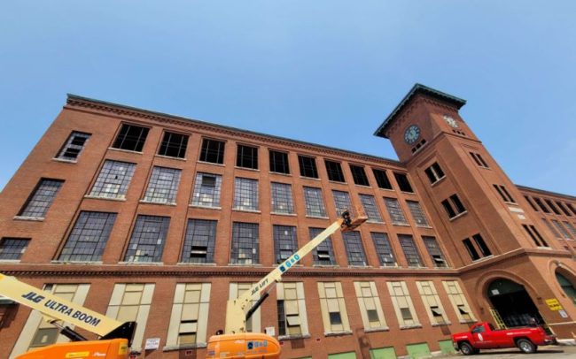 More cranes on site for the Brussels Street job in progress by Modern Glazing in Worcester Massachusetts
