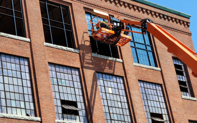 Progress photo of the Brussels Street job by Modern Glazing in Worcester Massachusetts