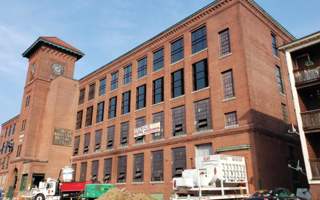 Progress photo of the Brussels Street job by Modern Glazing in Worcester Massachusetts