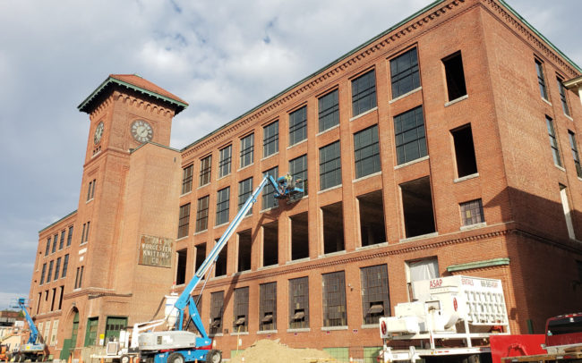 Progress photo of the Brussels Street job by Modern Glazing in Worcester Massachusetts
